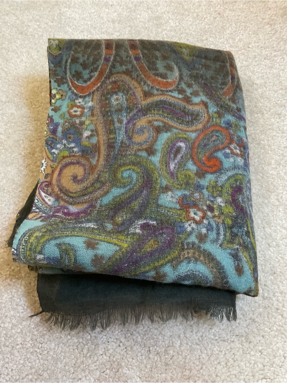 J Jill Paisley Pattern Wool Blend Scarf - Teal Multi ombré India